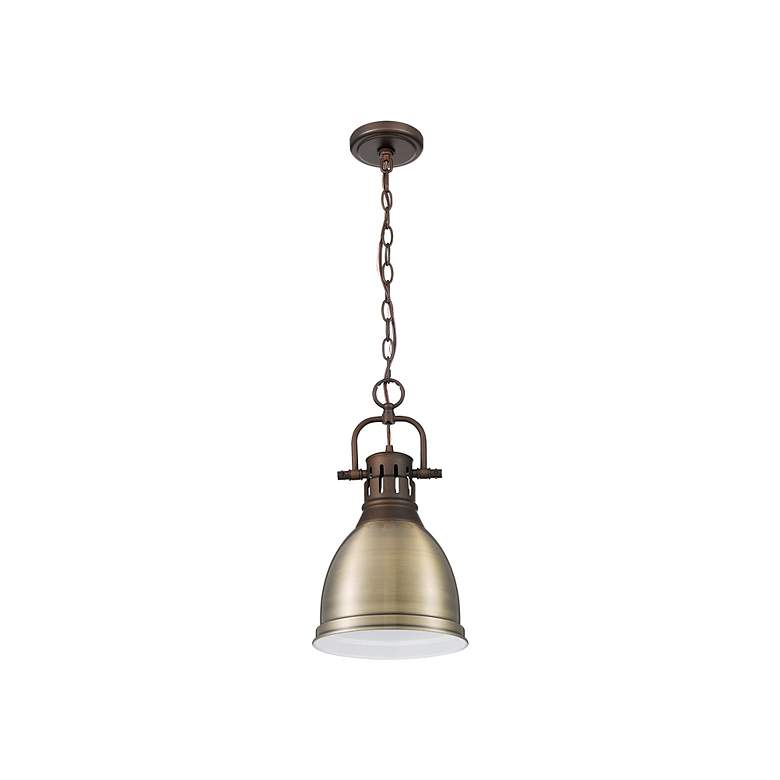 Image 3 Duncan Small Pendant with Chain in Rubbed Bronze with Aged Brass more views