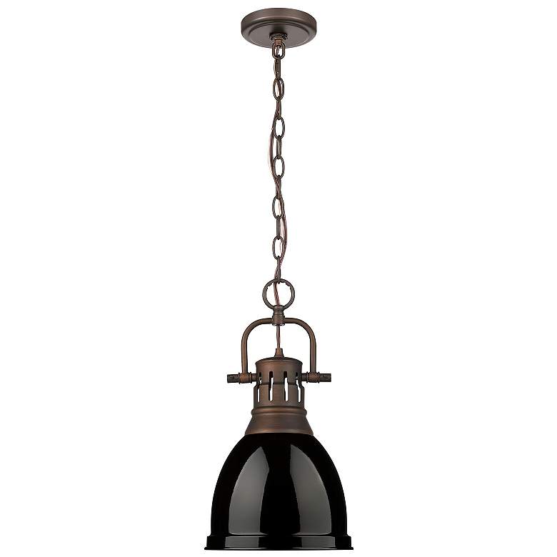 Image 1 Duncan Small Pendant with Chain in Rubbed Bronze with Black
