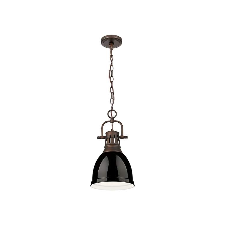 Image 2 Duncan Small Pendant with Chain in Rubbed Bronze with Black more views