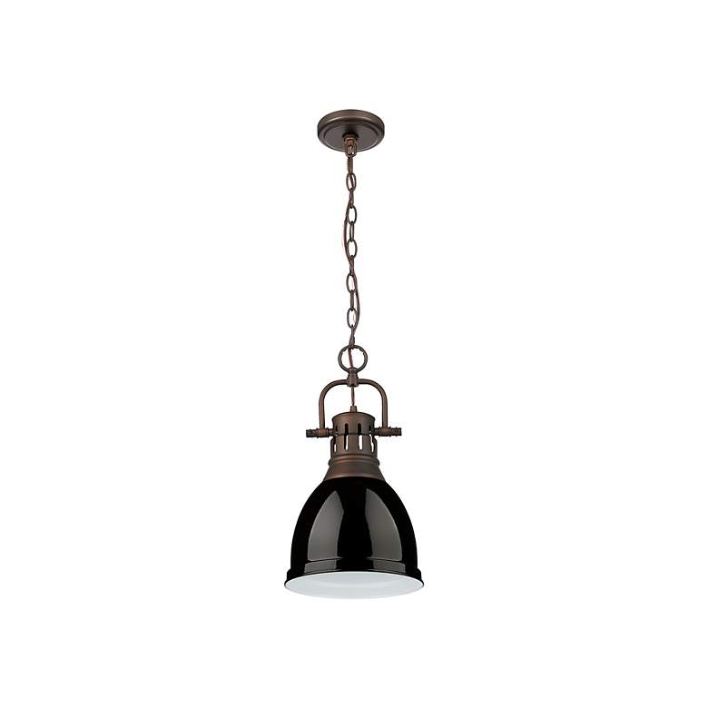 Image 3 Duncan Small Pendant with Chain in Rubbed Bronze with Black more views