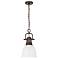 Duncan Small Pendant with Chain in Rubbed Bronze with Matte White