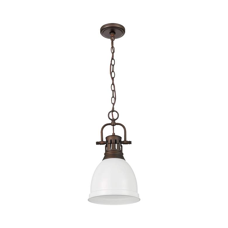 Image 2 Duncan Small Pendant with Chain in Rubbed Bronze with Matte White more views