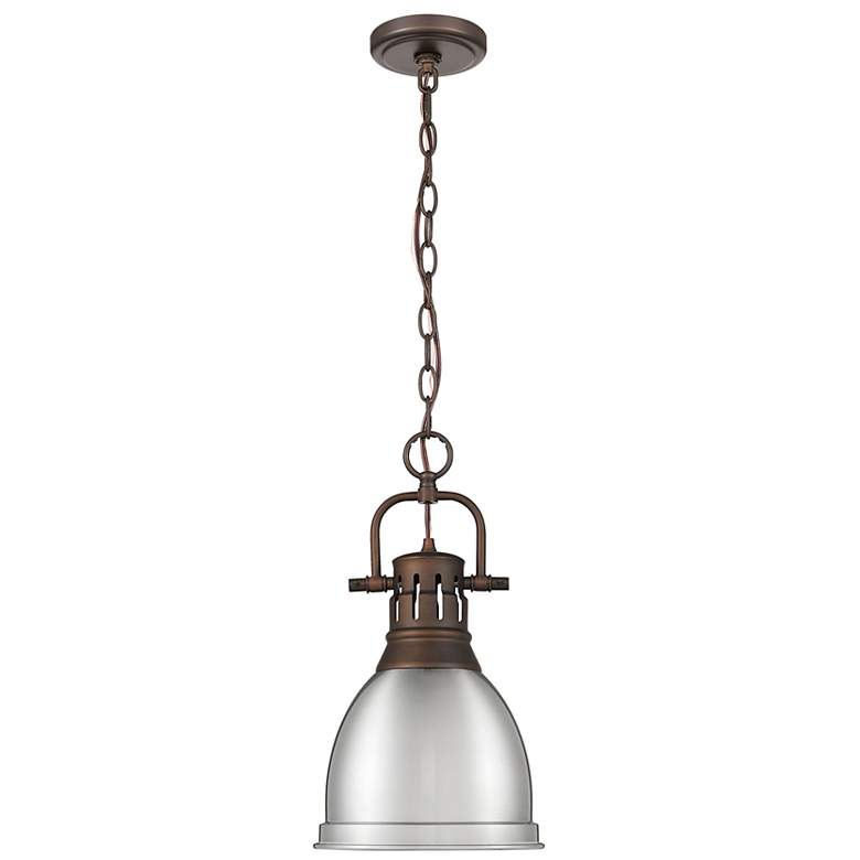 Image 1 Duncan Small Pendant with Chain in Rubbed Bronze with Pewter
