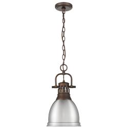 Duncan Small Pendant with Chain in Rubbed Bronze with Pewter