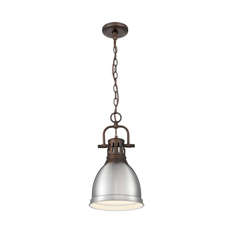 Image 2 Duncan Small Pendant with Chain in Rubbed Bronze with Pewter more views