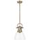 Duncan Small Pendant with Rod in Aged Brass with Clear Glass