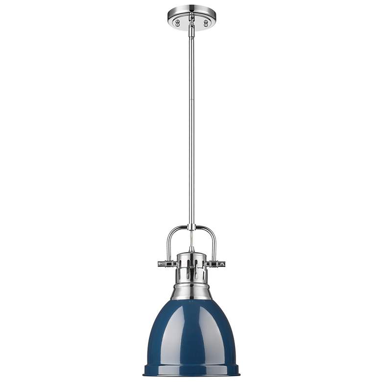 Image 1 Duncan Small Pendant with Rod in Chrome with Matte Navy
