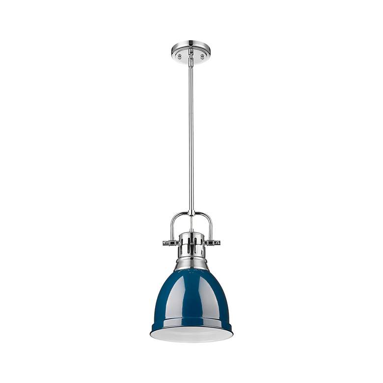 Image 2 Duncan Small Pendant with Rod in Chrome with Matte Navy more views