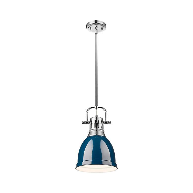 Image 3 Duncan Small Pendant with Rod in Chrome with Matte Navy more views