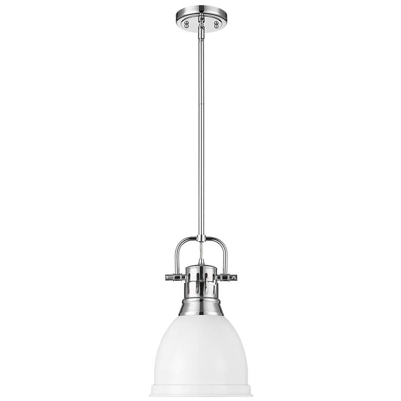 Image 1 Duncan Small Pendant with Rod in Chrome with Matte White