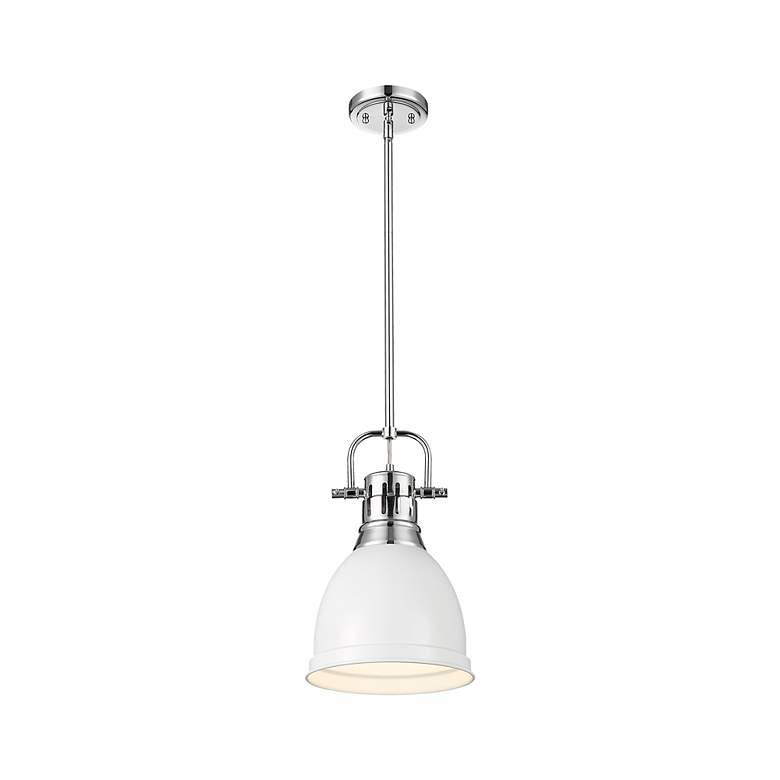 Image 3 Duncan Small Pendant with Rod in Chrome with Matte White more views