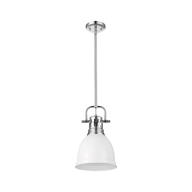 Image 4 Duncan Small Pendant with Rod in Chrome with Matte White more views