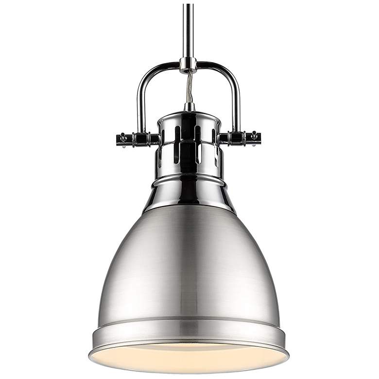 Image 1 Duncan Small Pendant with Rod in Chrome with Pewter