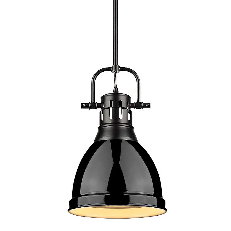 Image 1 Duncan Small Pendant with Rod in Matte Black with Black