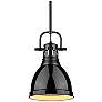 1_Duncan Small Pendant with Rod in Matte Black with Black