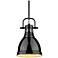 Duncan Small Pendant with Rod in Matte Black with Black
