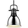 1_Duncan Small Pendant with Rod in Matte Black with Chrome