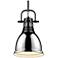Duncan Small Pendant with Rod in Matte Black with Chrome