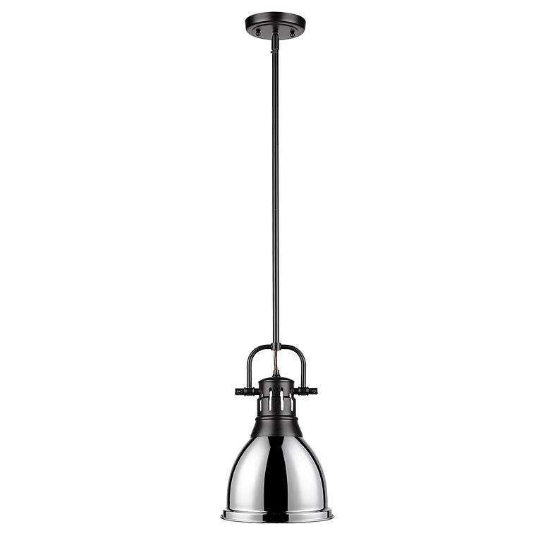 Image 2 Duncan Small Pendant with Rod in Matte Black with Chrome more views