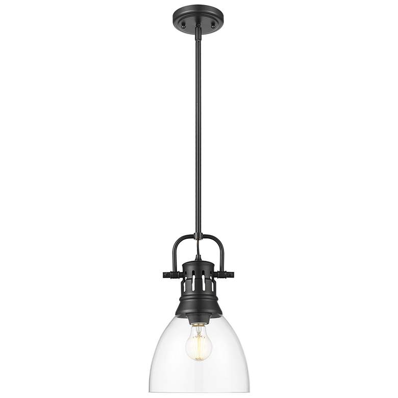 Image 1 Duncan Small Pendant with Rod in Matte Black with Clear Glass