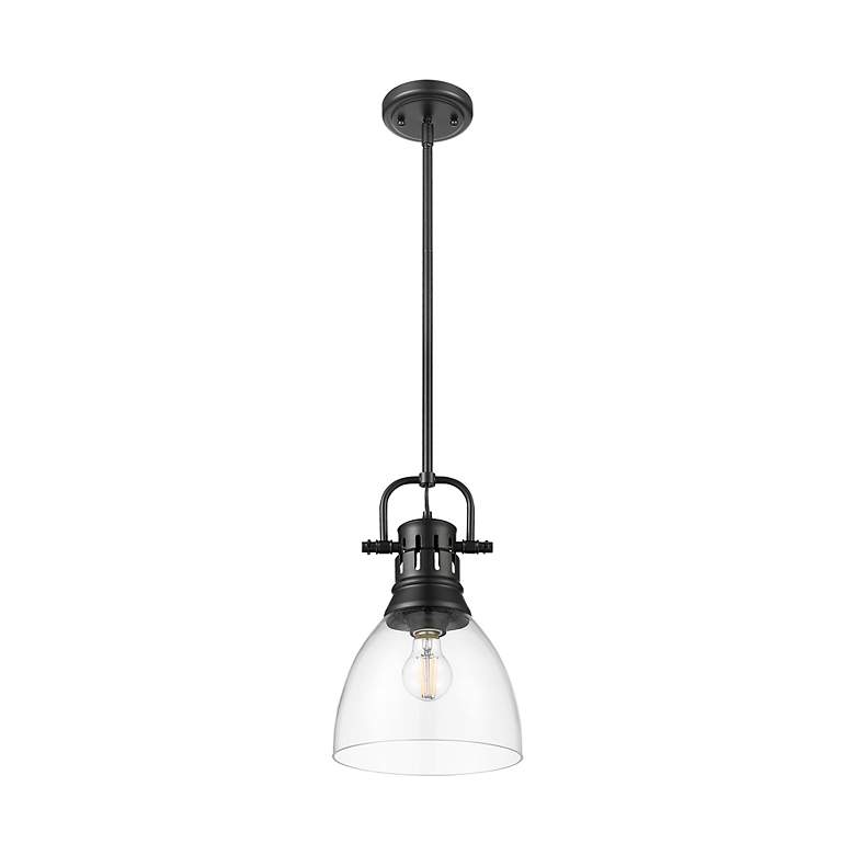 Image 2 Duncan Small Pendant with Rod in Matte Black with Clear Glass more views