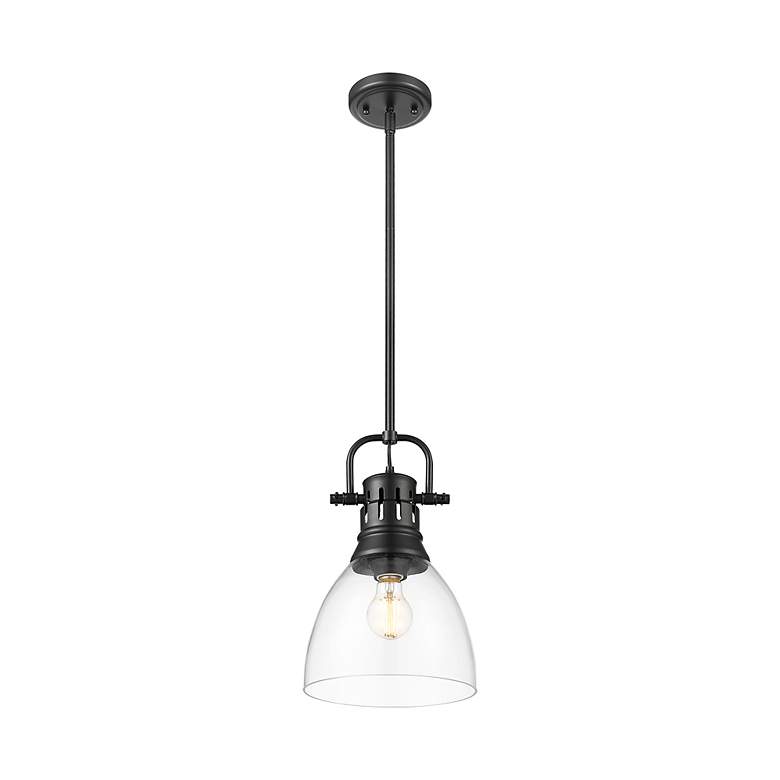 Image 3 Duncan Small Pendant with Rod in Matte Black with Clear Glass more views