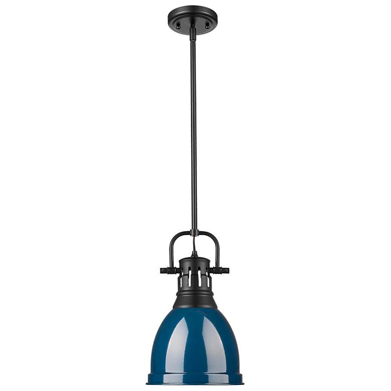 Image 1 Duncan Small Pendant with Rod in Matte Black with Matte Navy