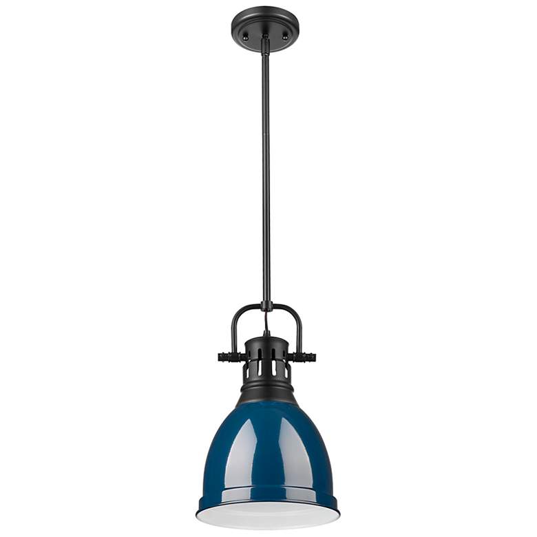 Image 2 Duncan Small Pendant with Rod in Matte Black with Matte Navy more views