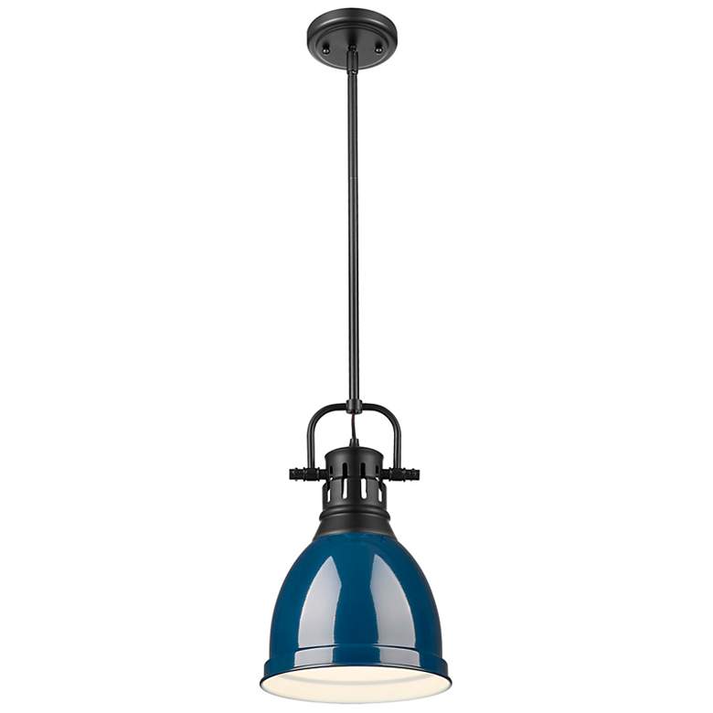 Image 3 Duncan Small Pendant with Rod in Matte Black with Matte Navy more views