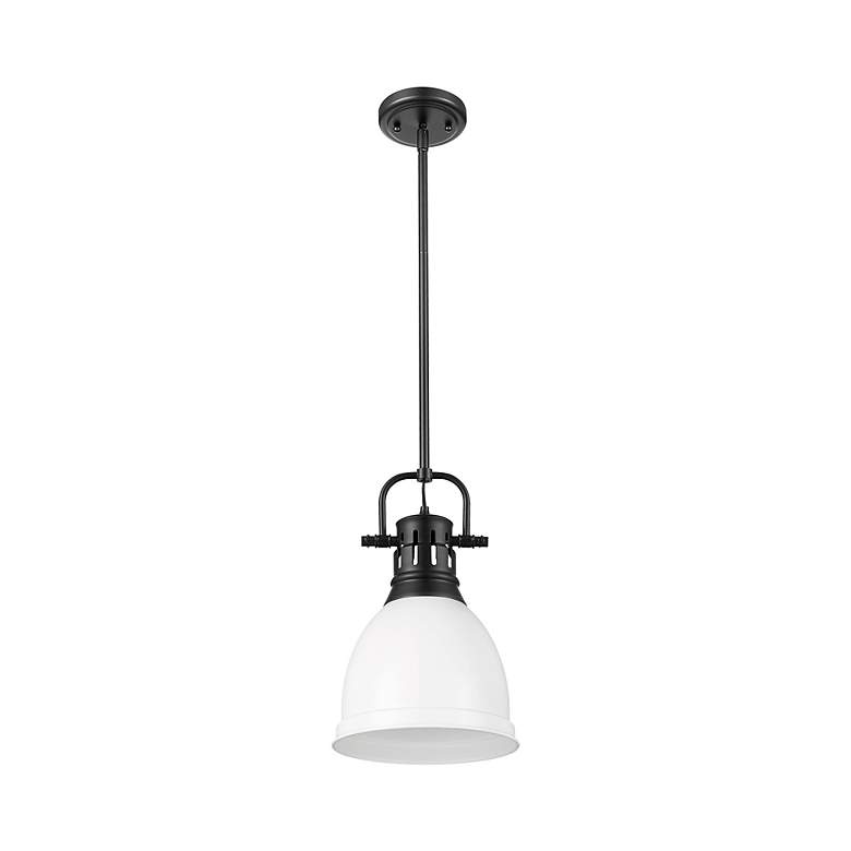 Image 2 Duncan Small Pendant with Rod in Matte Black with Matte White more views