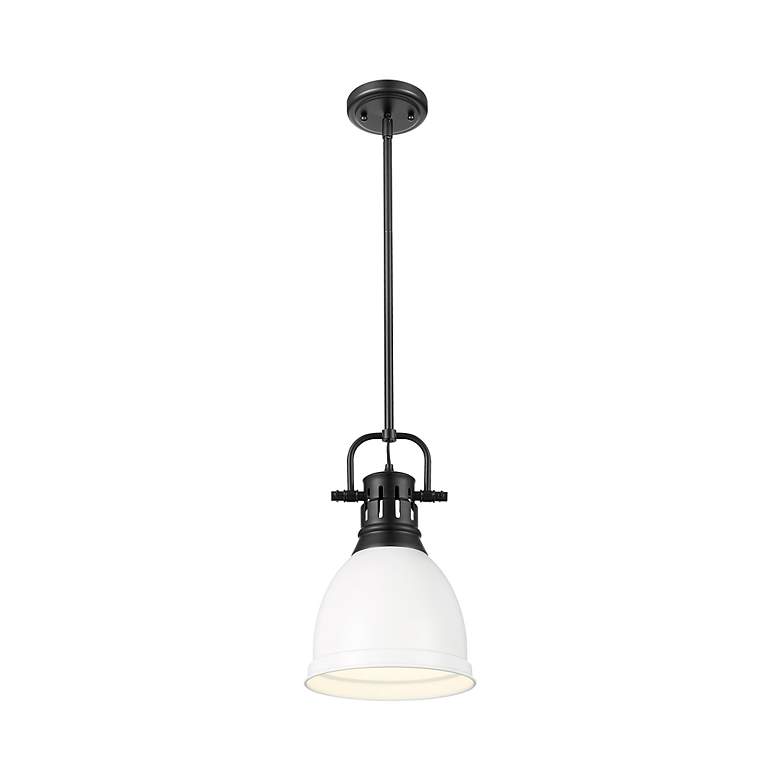 Image 3 Duncan Small Pendant with Rod in Matte Black with Matte White more views