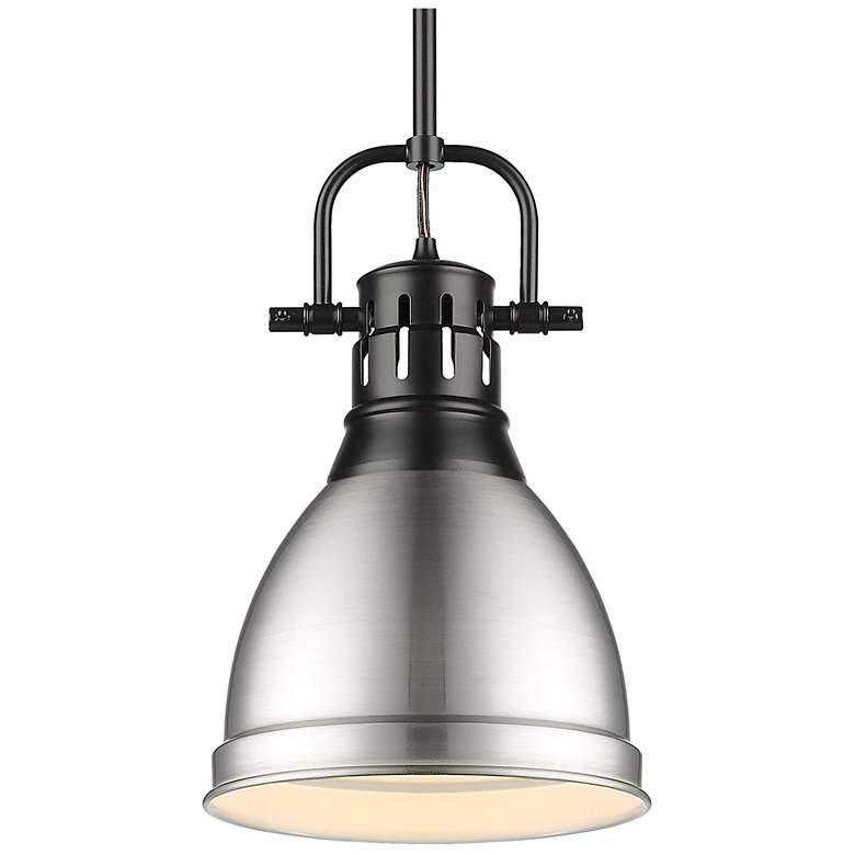 Image 1 Duncan Small Pendant with Rod in Matte Black with Pewter