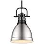1_Duncan Small Pendant with Rod in Matte Black with Pewter