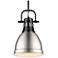 Duncan Small Pendant with Rod in Matte Black with Pewter