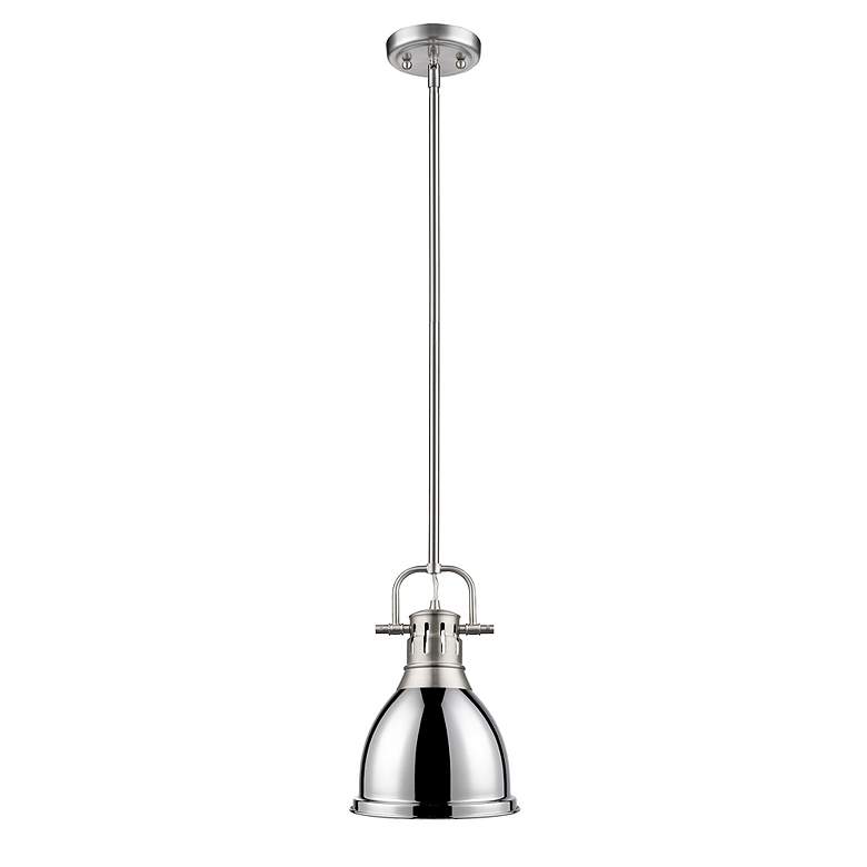 Image 2 Duncan Small Pendant with Rod in Pewter with Chrome more views