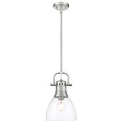 Duncan Small Pendant with Rod in Pewter with Clear Glass