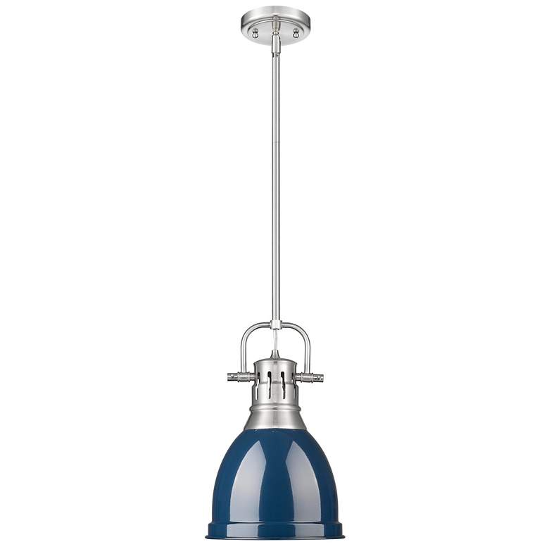 Image 1 Duncan Small Pendant with Rod in Pewter with Matte Navy