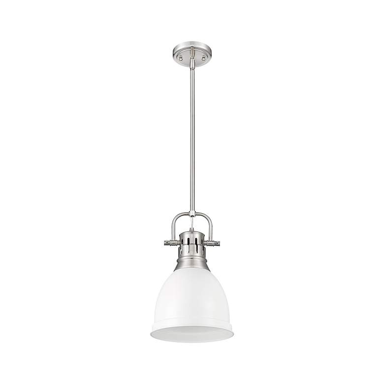 Image 2 Duncan Small Pendant with Rod in Pewter with Matte White more views