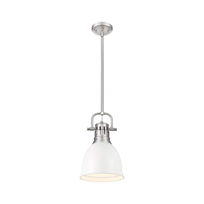 Image 3 Duncan Small Pendant with Rod in Pewter with Matte White more views