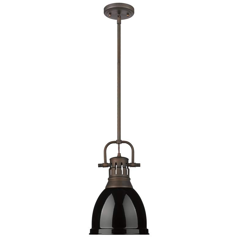 Image 1 Duncan Small Pendant with Rod in Rubbed Bronze with Black