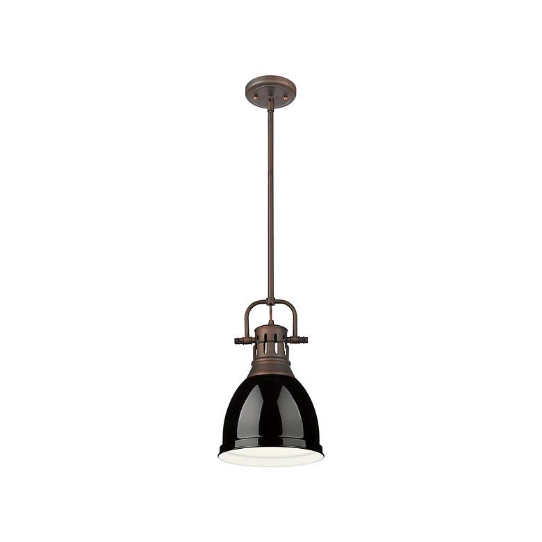Image 2 Duncan Small Pendant with Rod in Rubbed Bronze with Black more views