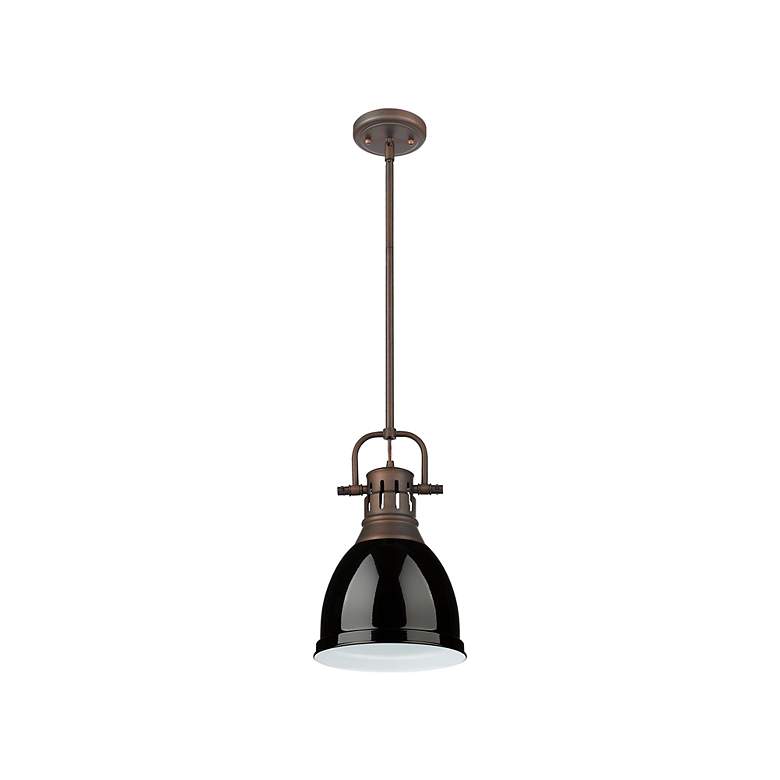 Image 3 Duncan Small Pendant with Rod in Rubbed Bronze with Black more views