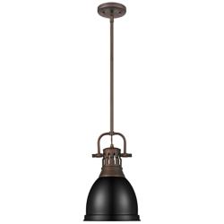 Duncan Small Pendant with Rod in Rubbed Bronze with Matte Black
