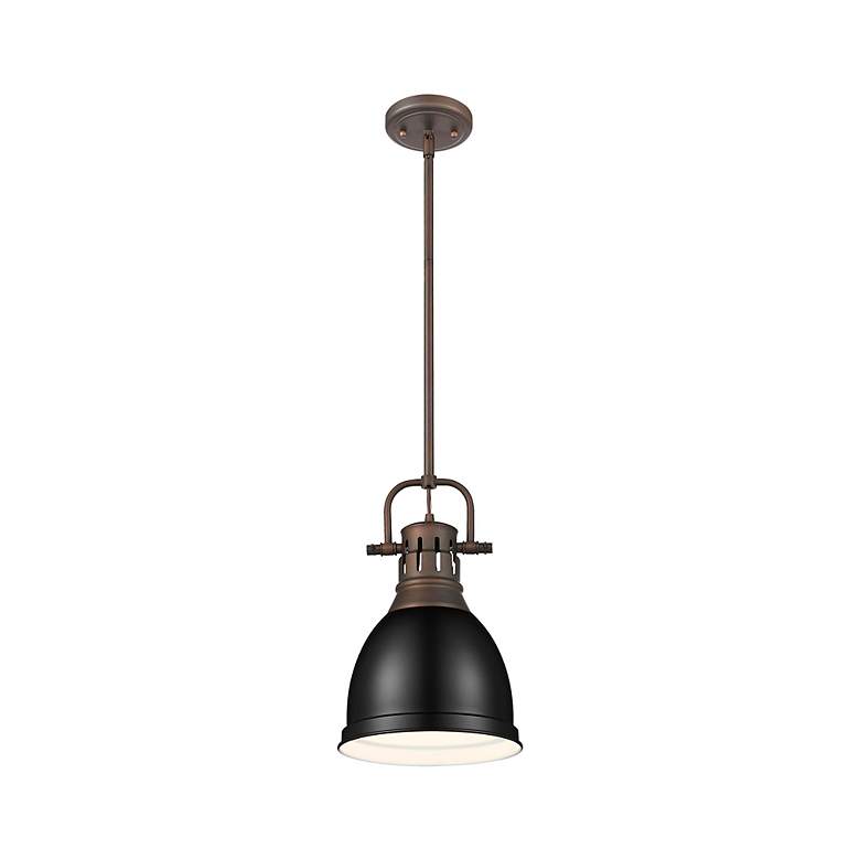 Image 3 Duncan Small Pendant with Rod in Rubbed Bronze with Matte Black more views