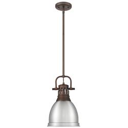 Duncan Small Pendant with Rod in Rubbed Bronze with Pewter