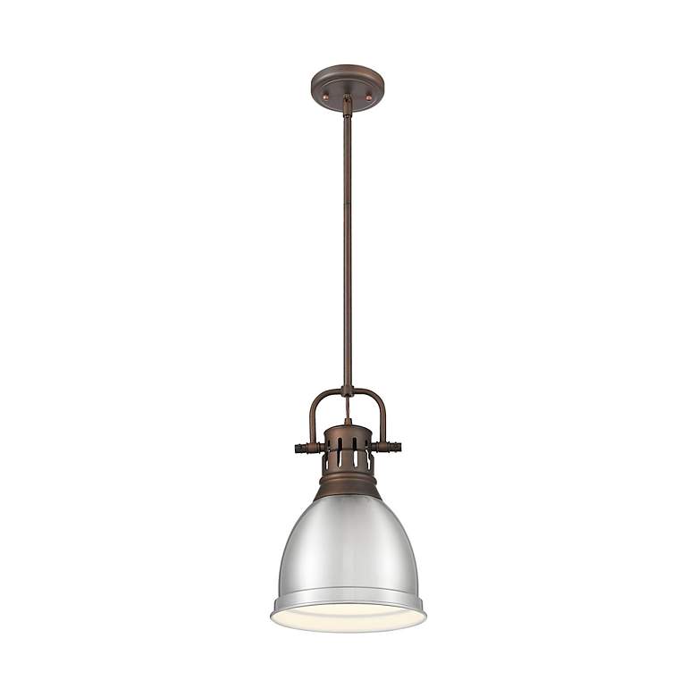 Image 2 Duncan Small Pendant with Rod in Rubbed Bronze with Pewter more views