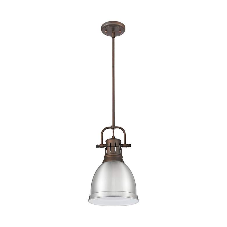 Image 3 Duncan Small Pendant with Rod in Rubbed Bronze with Pewter more views