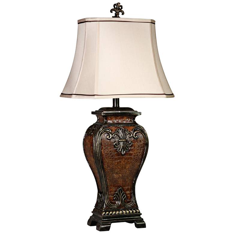 Image 1 Dundee 33 1/2" Gold and Faux Crocodile Traditional Table Lamp