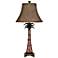 Dundee Red Faux Crocodile & Black Accent Table Lamp With Brown Rattan S