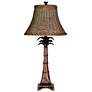 Dundee Red Faux Crocodile &amp; Black Accent Table Lamp With Brown Rattan S